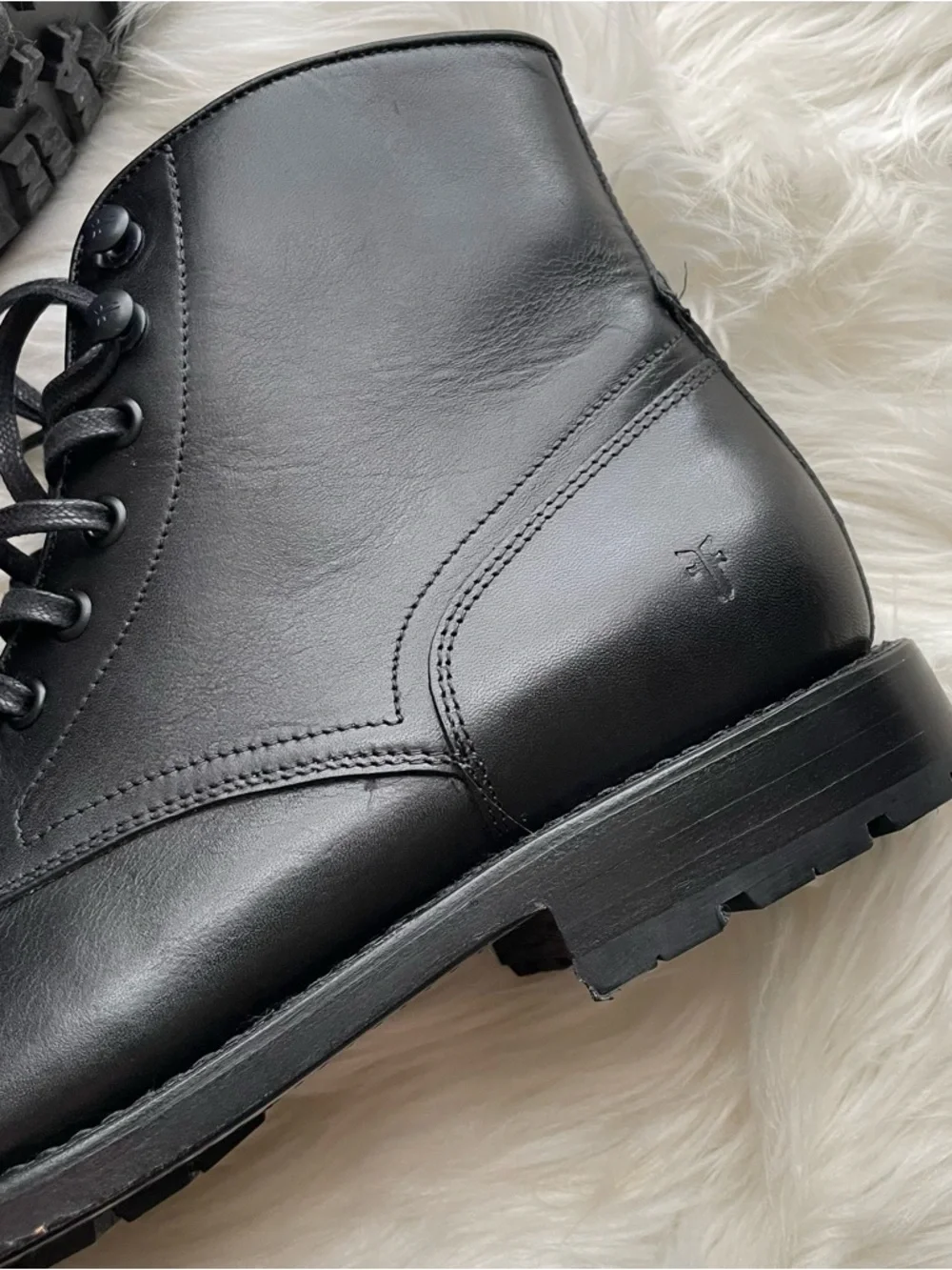 Frye Black Leather Lace-Up Men's Boots